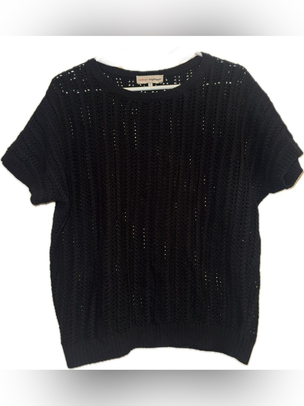 Black Knit Short-Sleeve Sweater